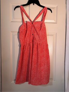Iz Byer Red Printed Mini Dress with Cross-Back Straps Polka Dot